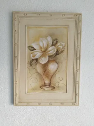 Cuadros decorativos florales beige