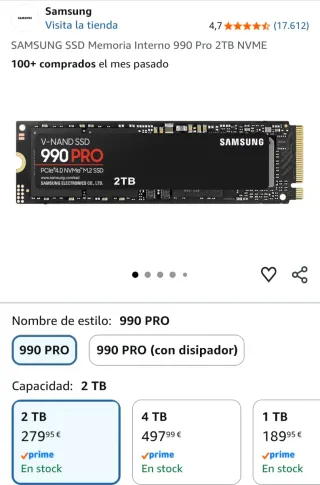 Samsung SSD 990 PRO 2TB NVMe PCIe 4.0