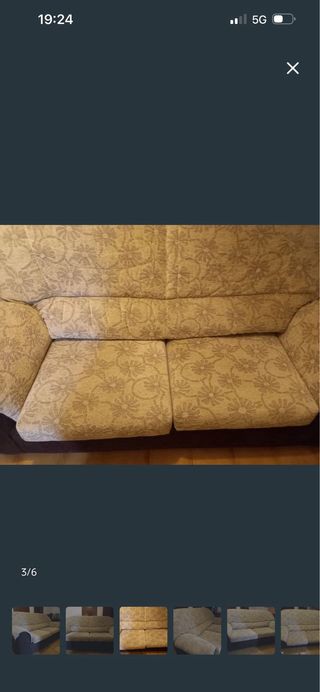 Sofá de 2 plazas en tela beige y marrón
