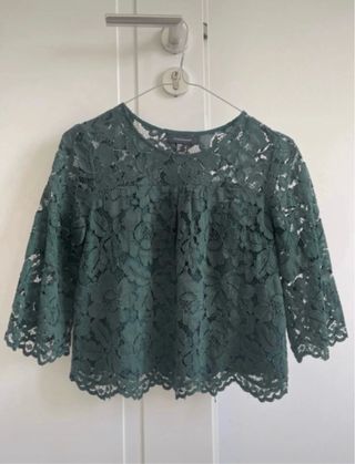 Maglietta verde pizzo donna