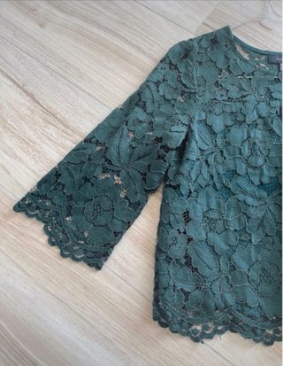 Maglietta verde pizzo donna