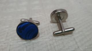 Gemelos Paisley Azul Boda Fiesta Latón