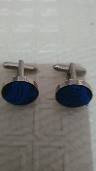 Gemelos Paisley Azul Boda Fiesta Latón