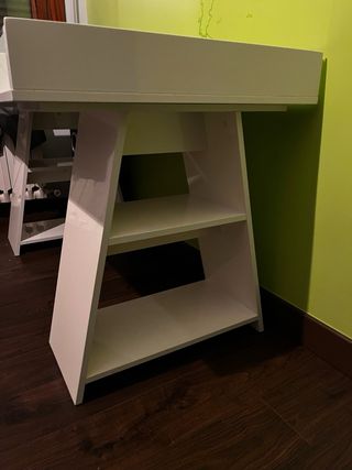 Mesa escritorio cristal y madera