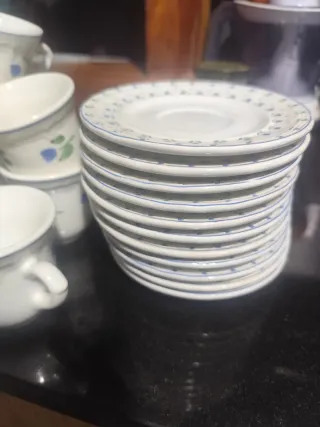 Juego de tazas/platos café  Cerámica cuadrifoglio