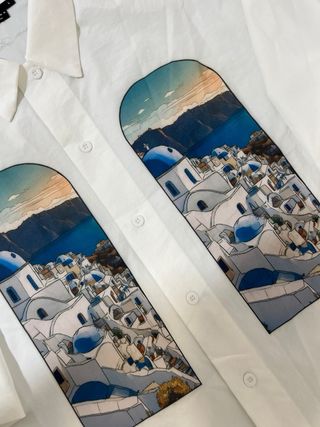 Camisa blanca estampada Grecia