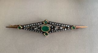 Broche Oro, Diamantes y Esmeraldas 1900