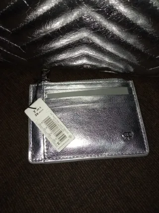 Bandolera plateada efecto piel