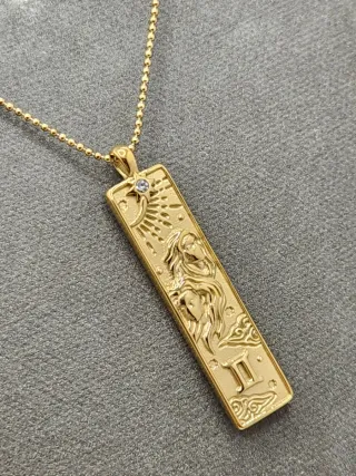 Colgante Géminis Acero Quirúrgico Baño Oro