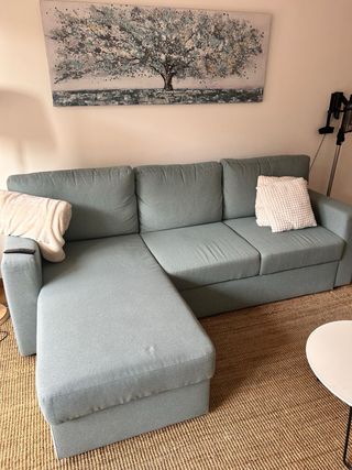 Sofá Chaiselongue 3 Plazas Verde Agua