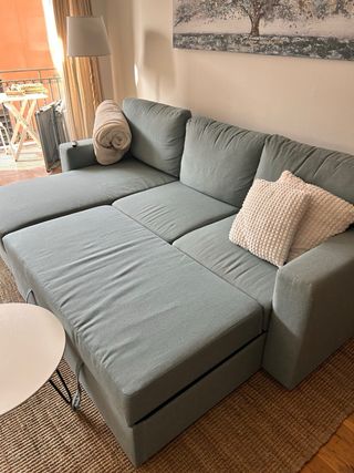 Sofá Chaiselongue 3 Plazas Verde Agua