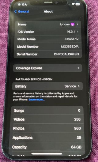 iPhone 12 Apple, batteria 74%, 64GB