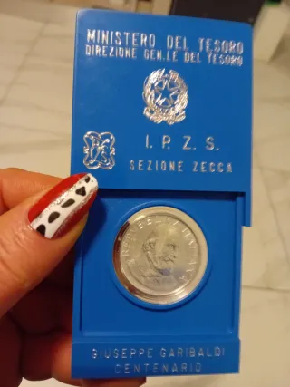 Moneta Argento Giuseppe Garibaldi Centenario