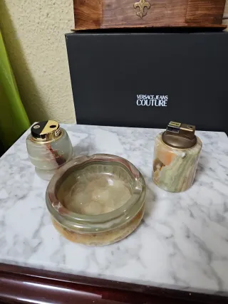 Trío de Ónix: 2 mecheros y 1 cenicero