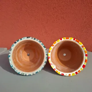 Set 2 vasetti in mosaico