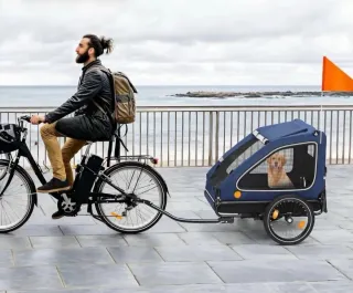 Remolque Perro Bici Azul Naranja