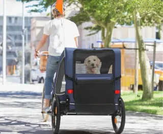 Remolque Perro Bici Azul Naranja