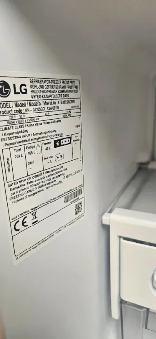 Frigorífico LG GTBV22SWNJ Blanco