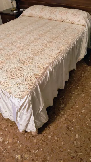 Colcha ganchillo algodón hecha a mano 120x195 cm