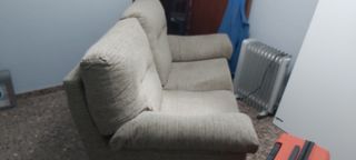 Sofá 2 plazas tela beige/gris