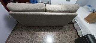 Sofá 2 plazas tela beige/gris