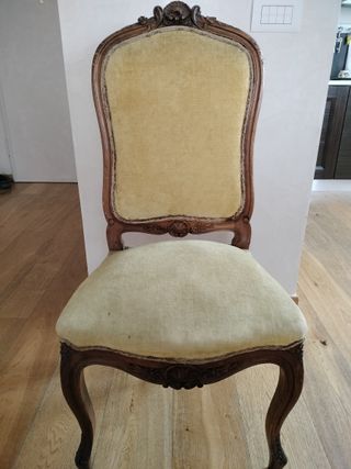 Sedia Luigi XV legno e velluto