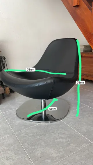 Butaca piel negra giratoria Ikea