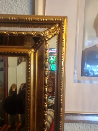 Espejo Antiguo Grande Dorado