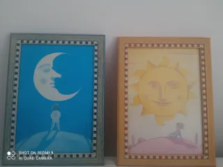 Cuadros infantiles Sol y Luna. 15 € la unidad
