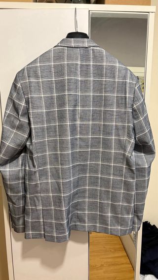 Chaqueta americana cuadros gris y azul