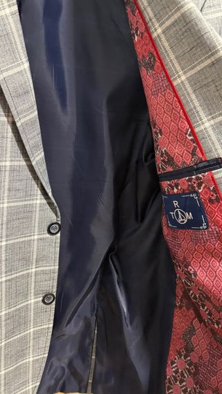 Chaqueta americana cuadros gris y azul