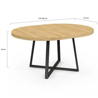 Mesa redonda extensible de madera maciza nórdica