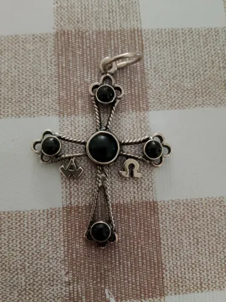 Cruz Plata Azabache 925
