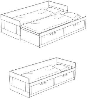 Diván Brimnes Ikea 80x200cm. 2cajones-1 ó 2 camas.