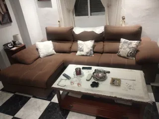 Sofá Chaiselongue 3 Plazas Marrón