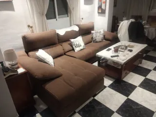 Sofá Chaiselongue 3 Plazas Marrón
