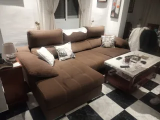 Sofá Chaiselongue 3 Plazas Marrón