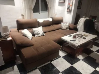 Sofá Chaiselongue 3 Plazas Marrón