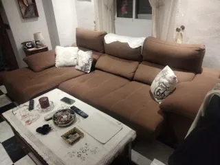 Sofá Chaiselongue 3 Plazas Marrón