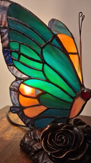 Lámpara nueva mariposa verde estilo Tiffany!