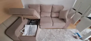 Sofá modular beige de tela