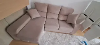 Sofá modular beige de tela