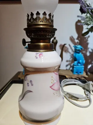 Lámpara Limoges Porcelana Flor Rosa -NUMERADA