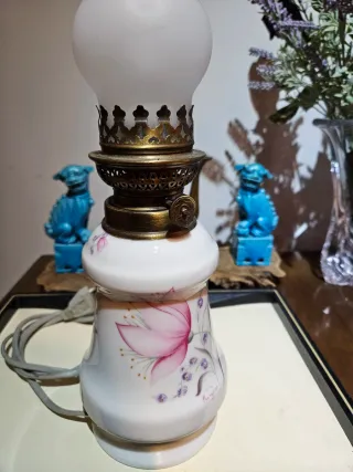 Lámpara Limoges Porcelana Flor Rosa -NUMERADA