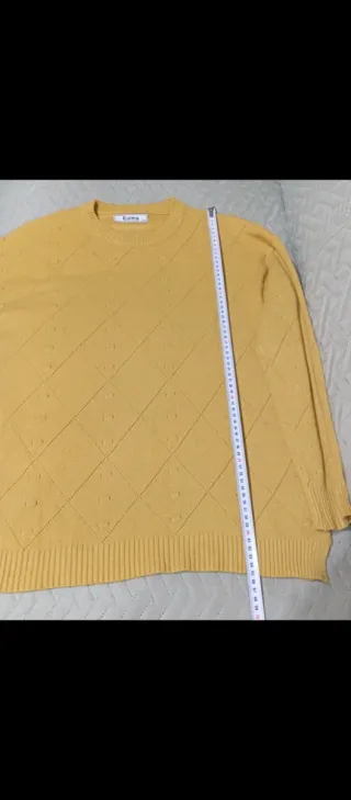 Jersey lana mostaza manga larga mujer