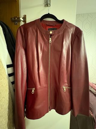 Cazadora Piel Napa Granate Woman El Corte Inglés