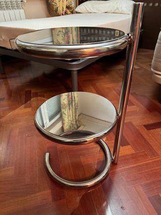 2 unidades Mesa auxiliar vintage metalica redonda