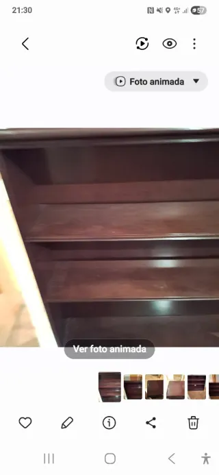 Librería de madera oscura pasillo