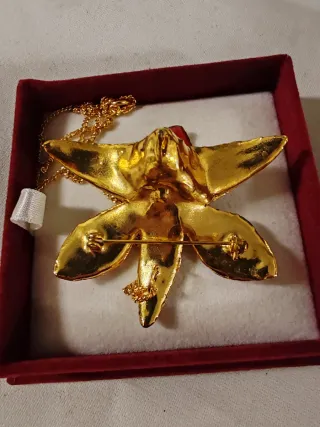 Broche Colgante Queen Orchid Baño Oro 24k