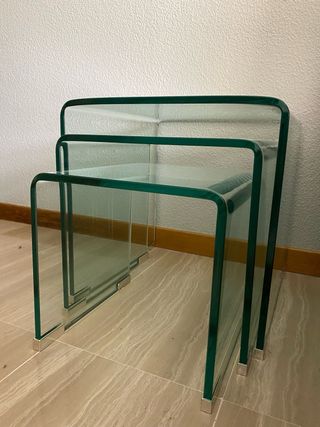 Mesas auxiliares cristal Murano. 3 unidades